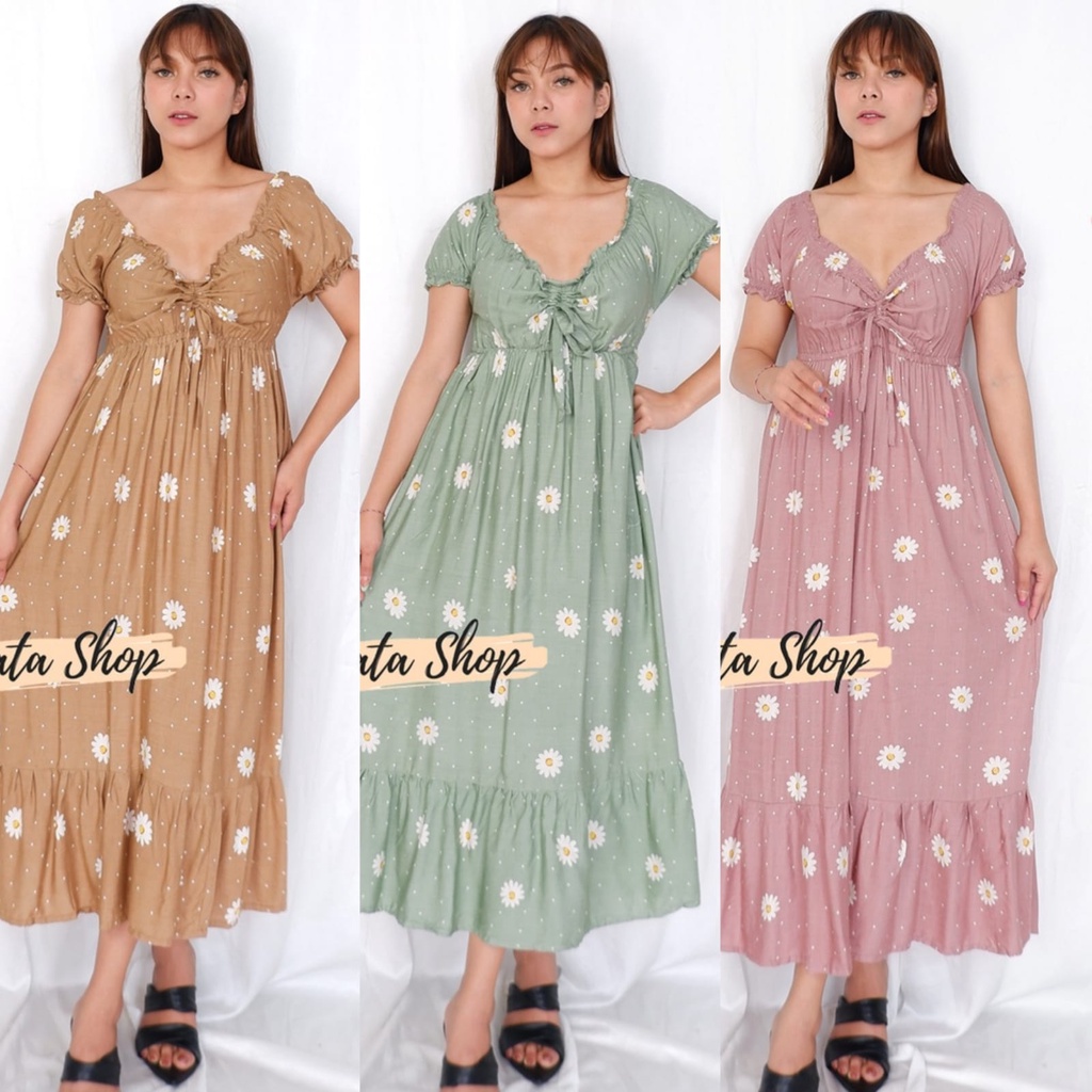 REALPICT - Dress Bali Model Casandra SHASTA Fashion Wanita Terbaru Kekinian Viral Daster Bali Bahan Rayon Adem Dress Kerut Dada Dress Rempel Bali