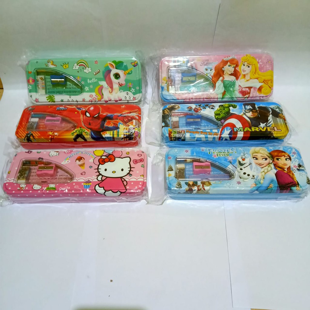 

Set alat tulis / set tempat pensil kaleng / set kotak pensil kaleng karakter animasi