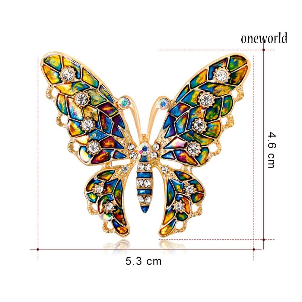 OW@ Butterfly Rhinestone Colorful Metal Lapel Brooch Pin Fashion Jewelry Women Gift