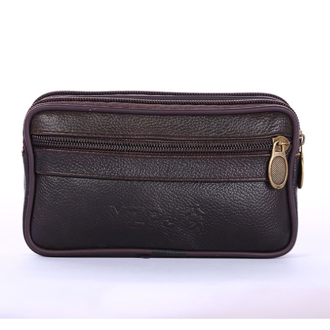 POUCH PRIA HAND BAG MORGAN KULIT WA005B7 PARIS COKLAT KOREA BATAM KECIL FASHION MURAH