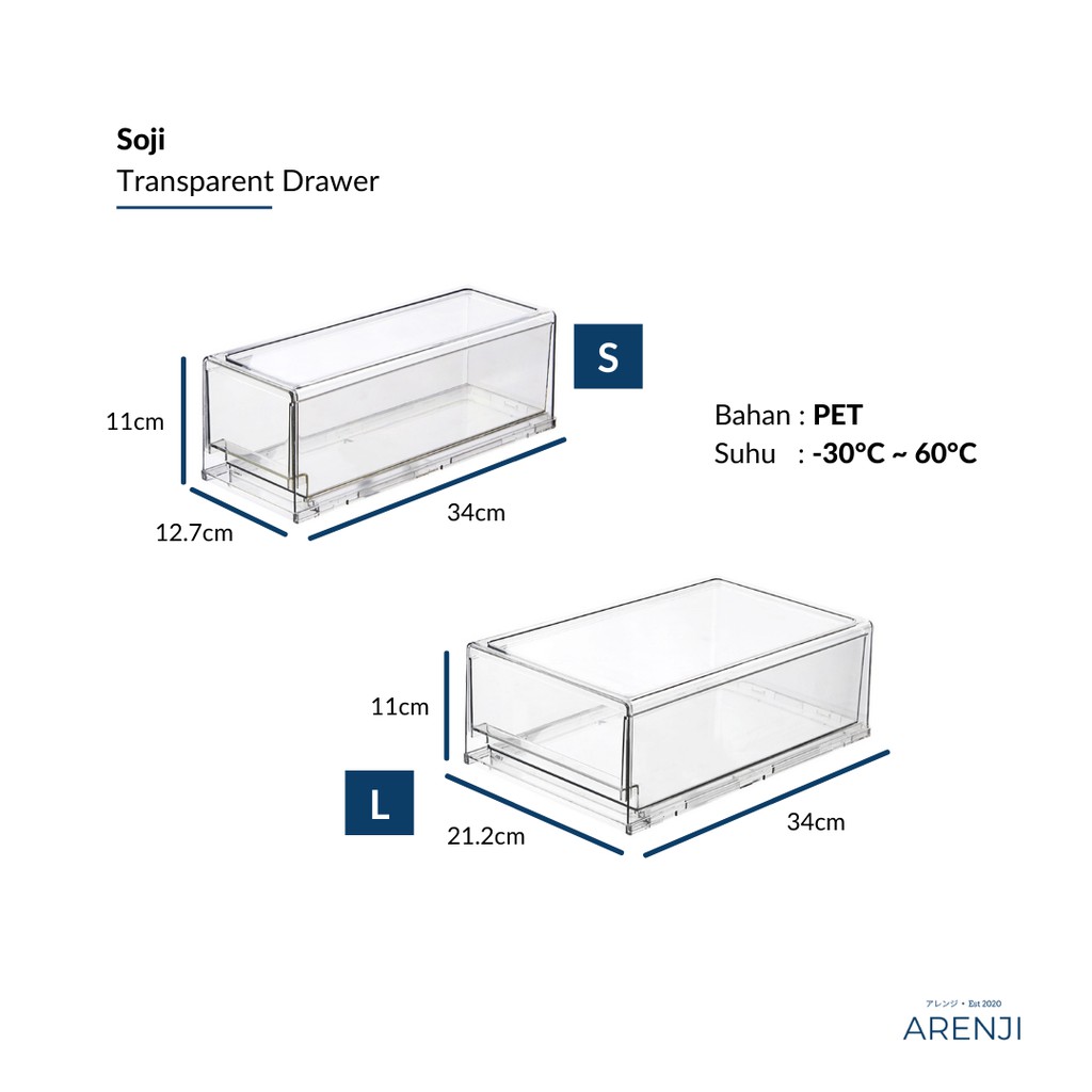 Soji Transparent Drawer - Storage Box Acrylic Organizer Multifungsi Aklirik