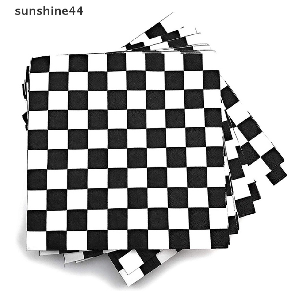 Sunshine 10 / 20pcs Piring Kertas Motif Kotak-Kotak Hitam Putih Untuk Kalung / Cincin