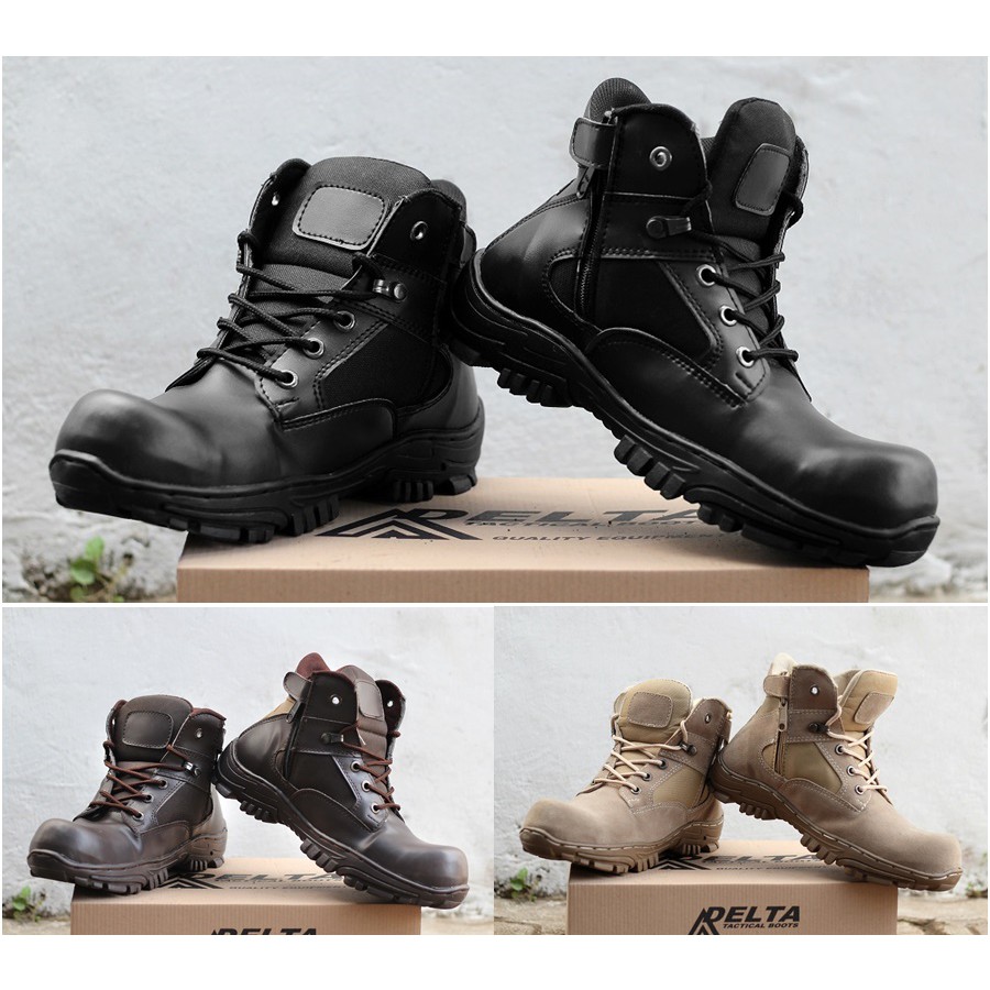 COD - Sepatu Outdoor PDL Pria DLTA Cheap Sleting Pendek 6inci Boots Safety Hitam Coklat Cream Murah