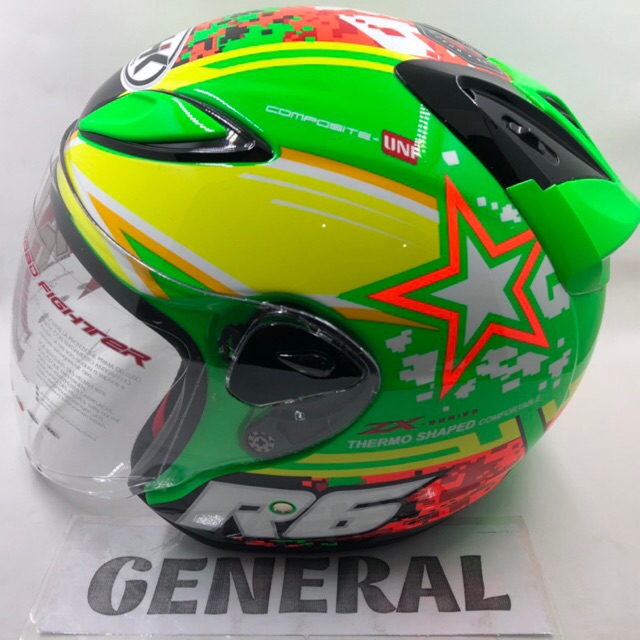 Helm NHK R6 Motif Pixel Green Fluorecent Hijau Flo