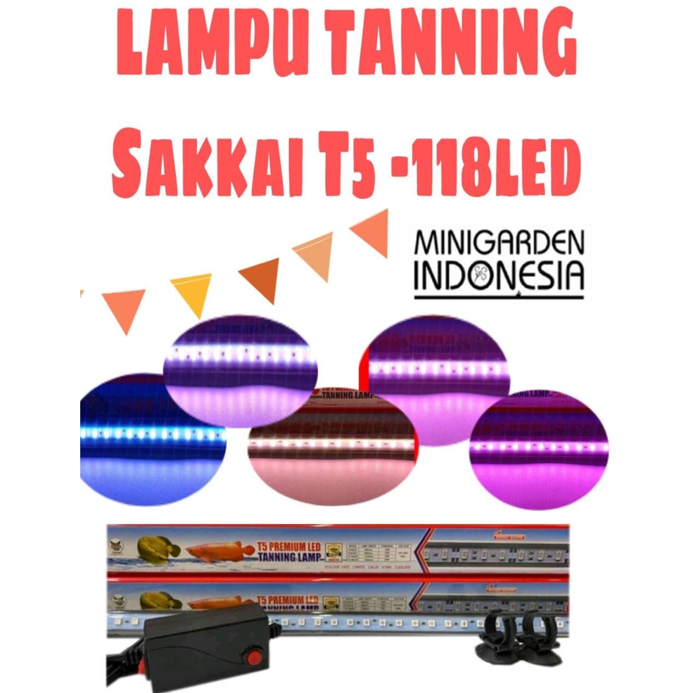 SAKKAI PRO T5-118LED 15W 5-WARNA LED TANNING LAMP LAMPU CELUP AQUARIUM