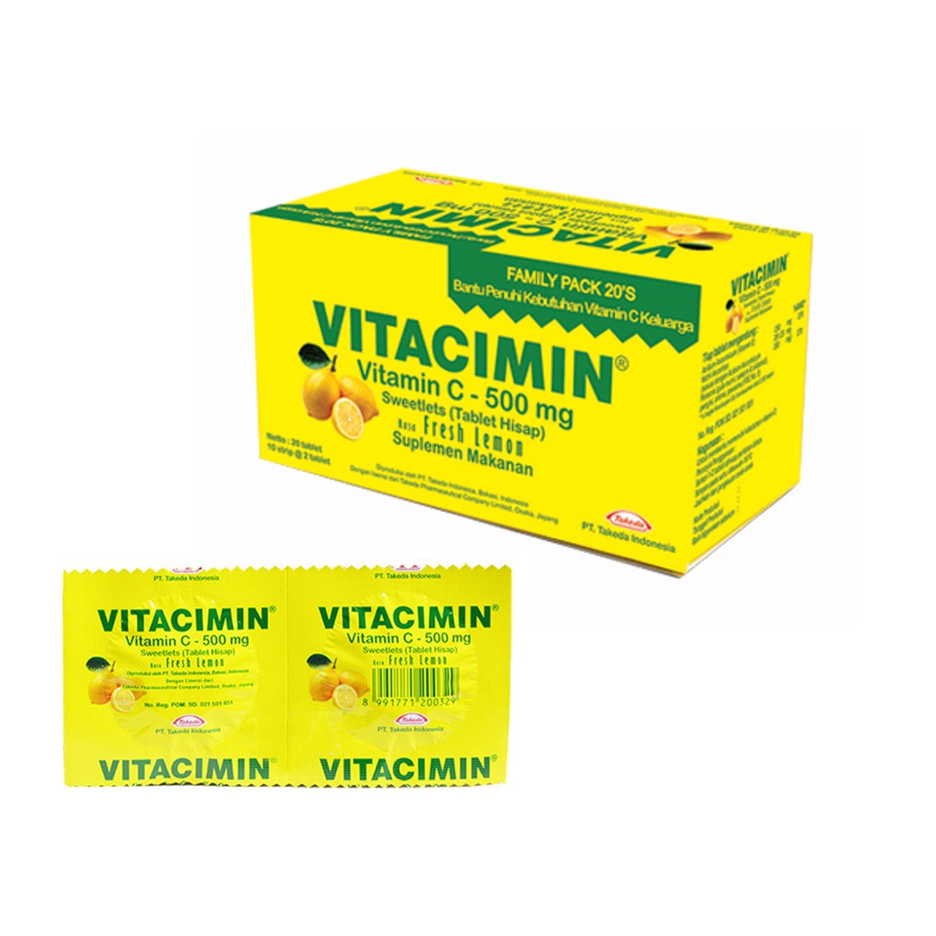 [BISA COD] vitamin c 500 mg vitacimin tablet Daya Tahan Tubuh Hisap kunyah Murah eceran