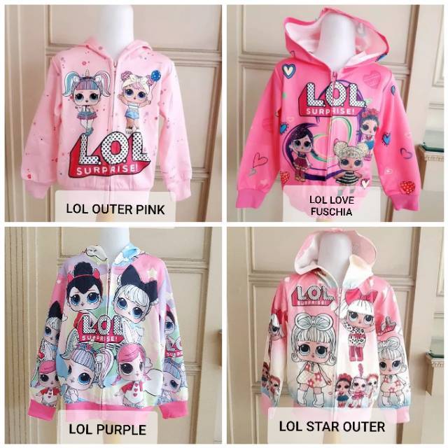 GA2729 LOL LOVE OUTER FUSCHIA / JACKET HOODIE LOL SUPRISE PINK MURAH / JAKET IMPORT ANAK KOREA