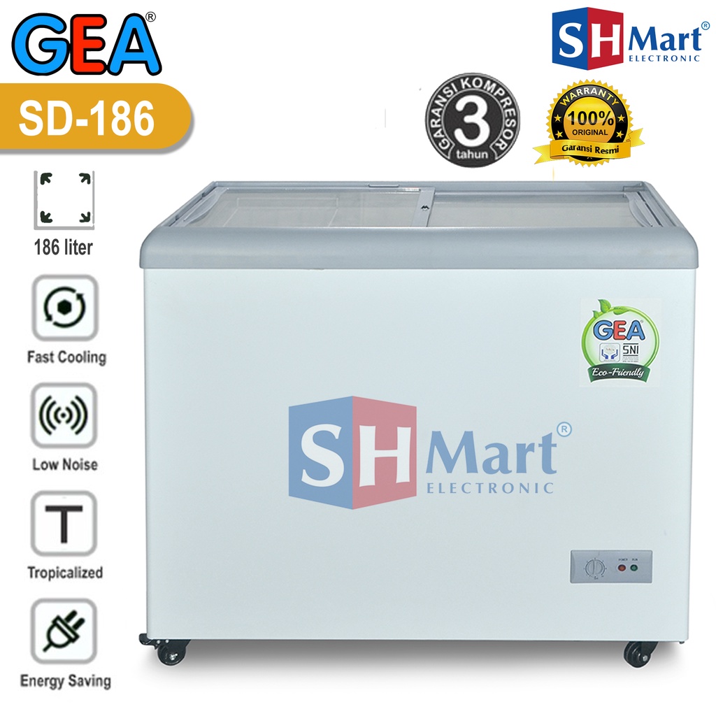 CHEST FREEZER GEA SLIDING KACA FREEZER BOX SD-100 / SD-103 / SD-186 GARANSI RESMI (MEDAN)