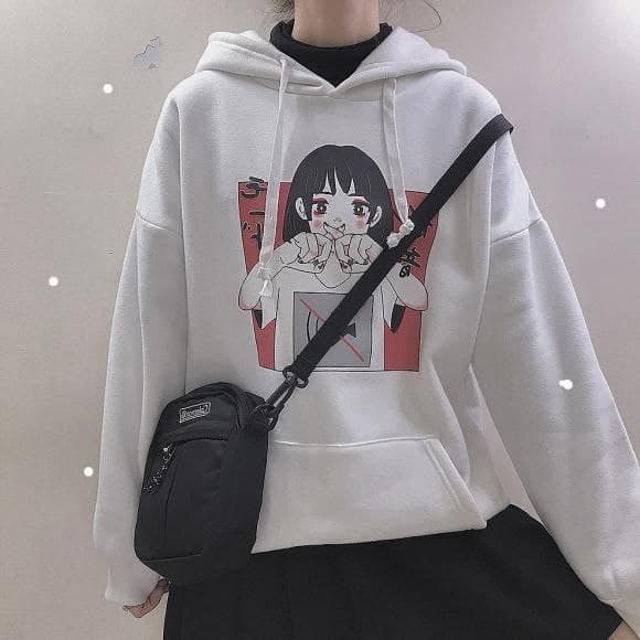 Sweater Jaket Hoodie Girl lolita Putih  Kekinian Pria Wanita Terbaru Kualitas Premium
