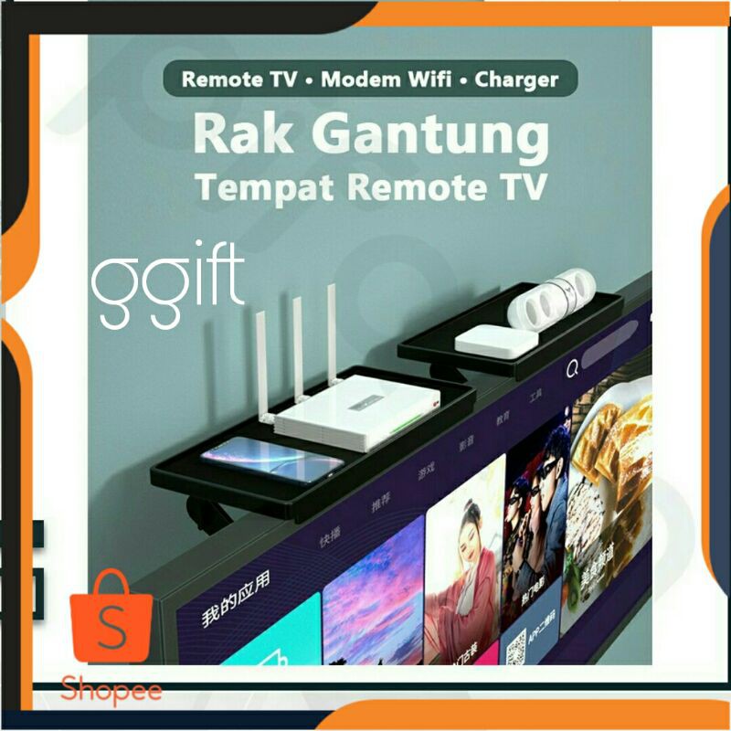 Tempat Remote Modem Wifi Rak Gantung Serbaguna Meja Atas TV Monitor Komputer Top Shelf UKURAN BESAR™