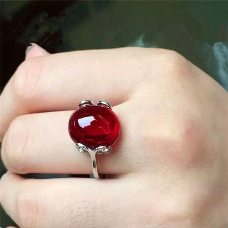 Cincin Wanita Bahan Sterling Silver 925 Hias Giok Untuk Pernikahan