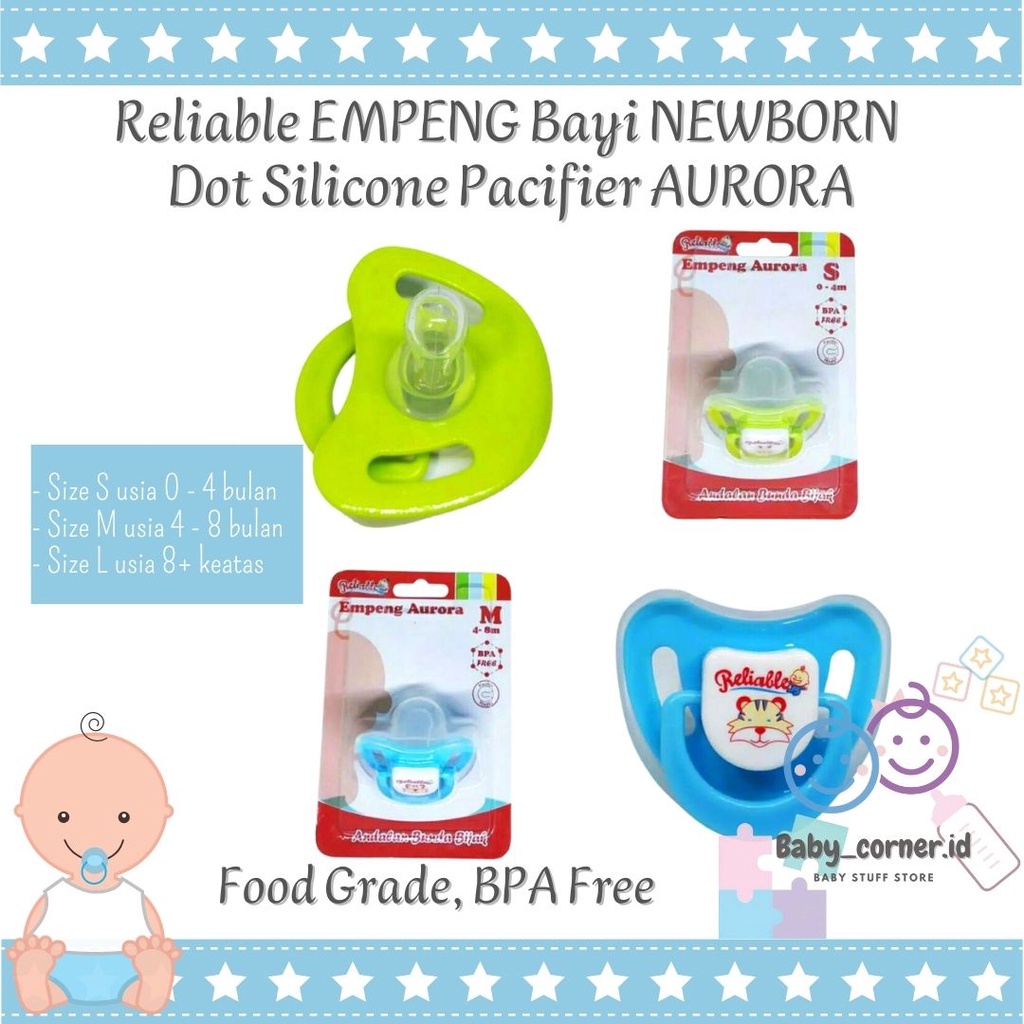 EMPENG Bayi NEWBORN Dot Silicone Silikon PACIFIER Aurora + Tutup empeng steril| RELIABLE