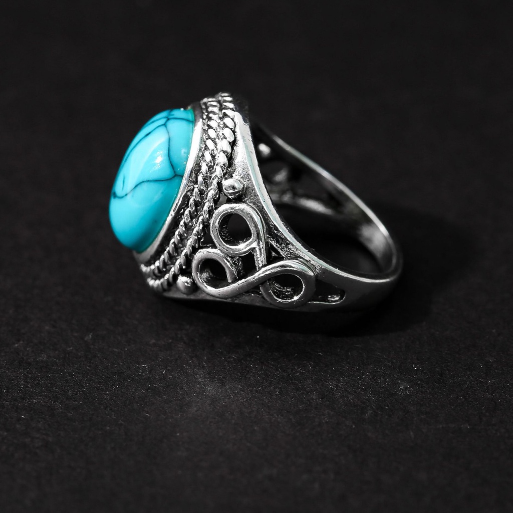 Hu Hu Hu Hu Hu Alat Bantu Pasang Kacamata♡ Cincin Batu Turquoise Imitasi Gaya Vintage Untuk Wanita