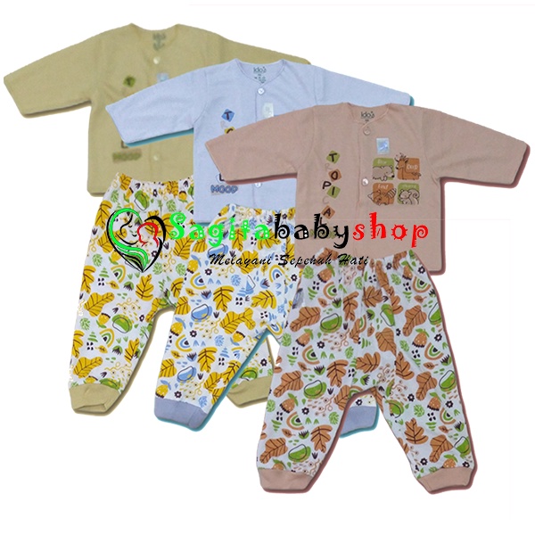 Baju ido tropical mood 3Pcs  Baju 3Pcs Celana Newborn Setelan panjang 0-3 Bulan Baru Lahir terbaru s