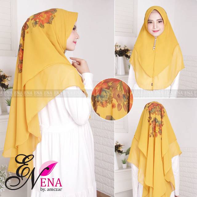 GS. Hijab ENA Printed Bunga Ceruty 2 Layer