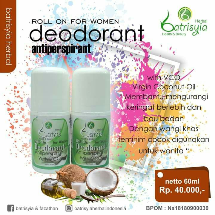 Batrisyia Deodorant for Women, Deodoran Roll-on untuk Wanita