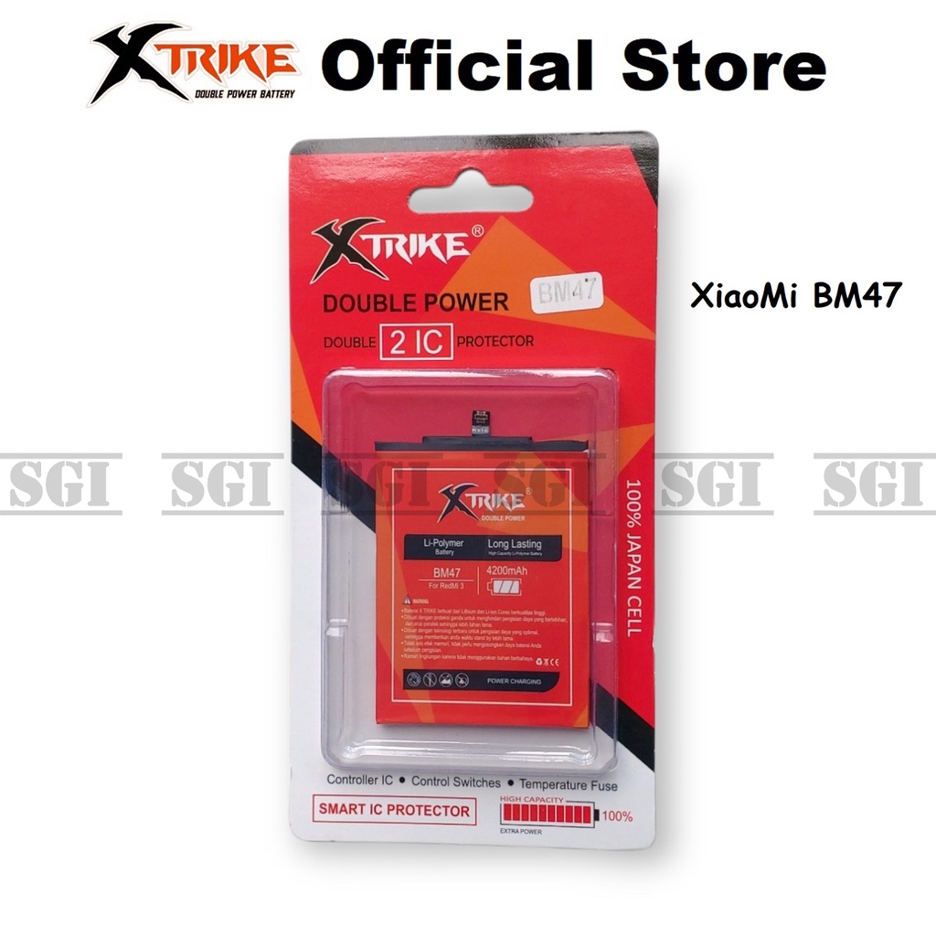Baterai Xtrike Double Power Original XiaoMi BM47 Redmi 3 3S Pro 3X 4X Handphone HP Ori Dual BM 47