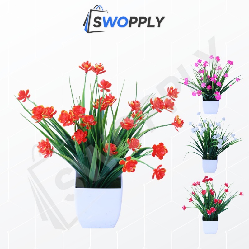 Swopply PT51 Pot Tanaman Hias Bunga Hias Plastik Ornamen Pot Bongsai Artificial Flower Decoration