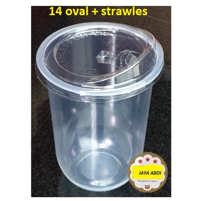 CUP 14 oval + tutup STRAWLESS LID