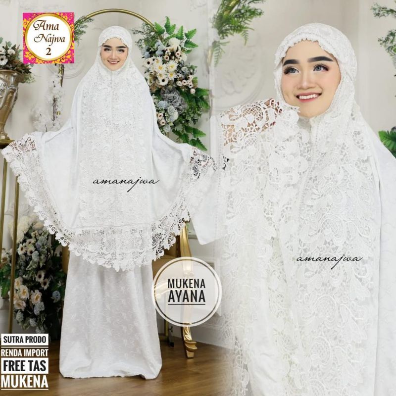 Mujena Ayana by amanajwa / mukena bordir / mukena renda import /  mukena bahan sutra