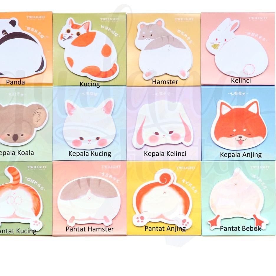 Set 216 Sticky Notes Hewan Lucu Unik Memo Panda Kelinci Hamster