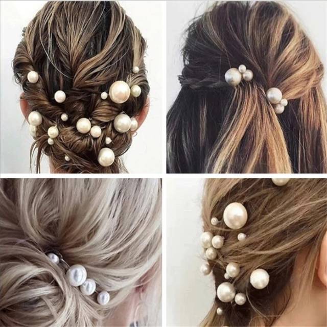 Wedding headdress pearl hair pin set