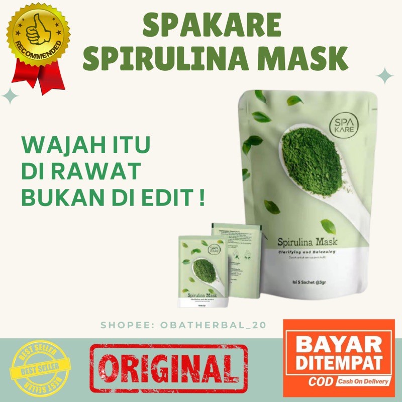 Spakare Spirulina Mask Original Masker Wajah Spirulina Tiens Anti Jerawat Dan Minyak New Produk