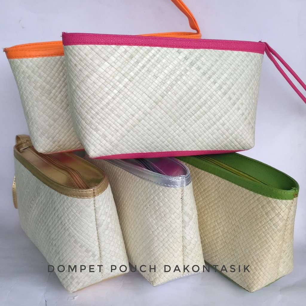 DT-17155 Dompet Tangan Pouch Kosmetik Anyaman polos Untuk Kerajinan Decoupage