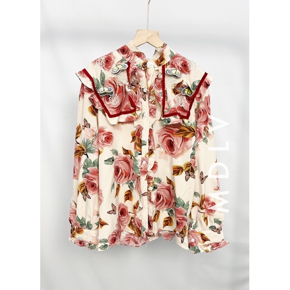 MDLV ~ 5165# Delvina Sailor Collar Shirt Blouse Korea Flower Premium Import