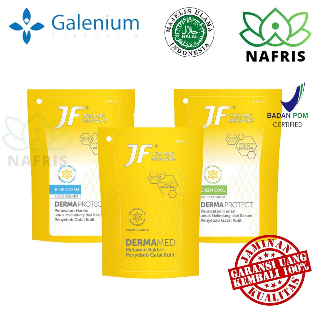 ♥️Nafris♥️JF Derma Protect Liquid Cleanser Pouch Refill 200 ml|Dermamed|Blue Ocean|Green Cool|Sabun Cair Refil|Body Shop