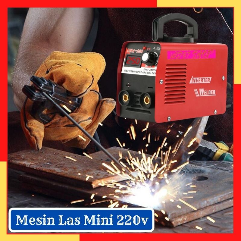 Mesin Las Listrik Busur Mig Mini Portabel 220V Inverter IGBT DC LCD Alat Pertukangan Las Listrik Gen