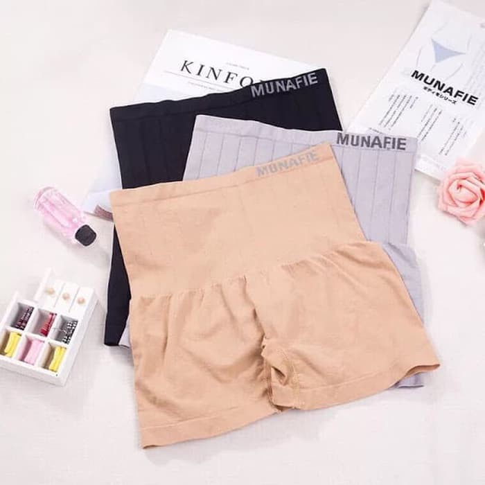 Munafie High Waist Boxer Celana Korset Pengecil Perut Bentuk Petak Celana Dalam Wanita