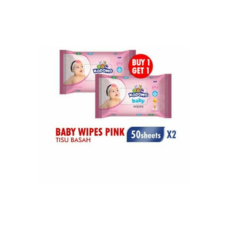 Kodomo Baby Wipes Rice Milk Pink2X50's (EXP 2025)