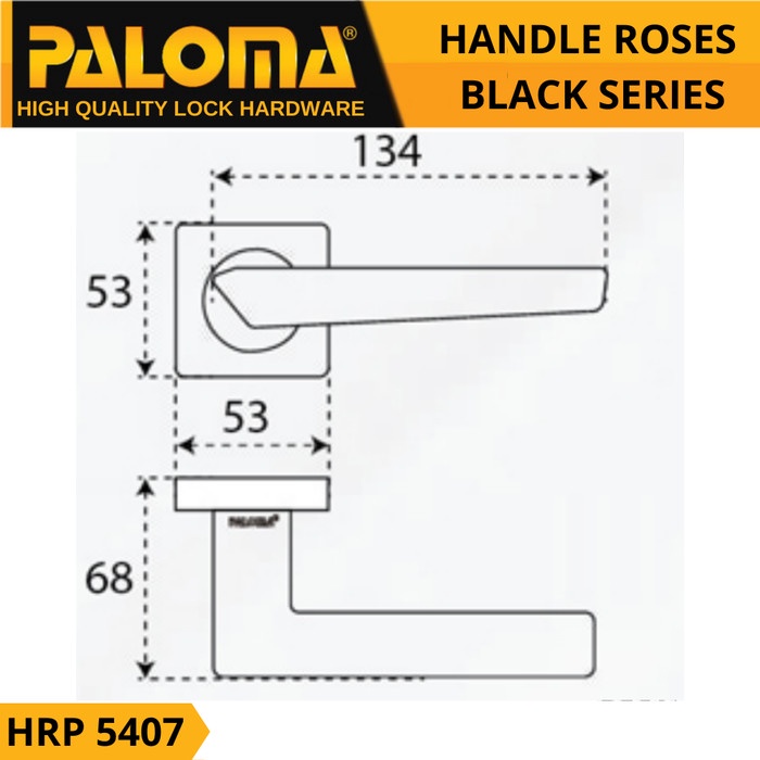 Handle Pintu Roses HRP 5407 PALOMA DEVLIN SQ ZA MB Gagang Pintu BLACK