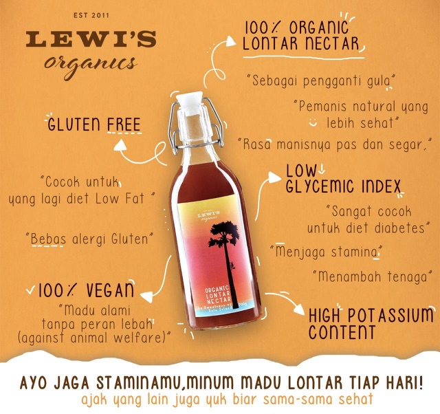 Lewi's Organic Lontar Nectar 700gr / Madu Lontar Organik