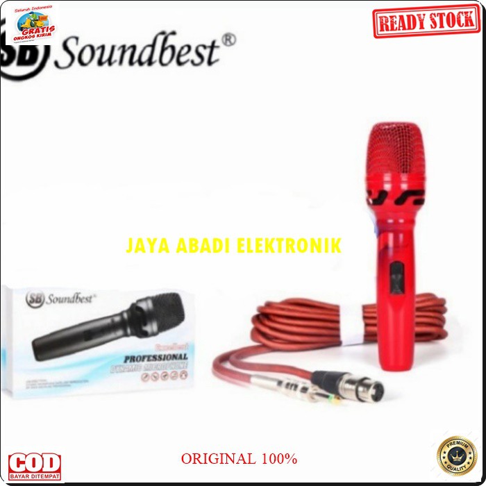 G527 MIC SOUNDBEST KABEL DYNAMIC LEGENDARY KARAOKE VOKAL MUSIK MIKROPHONE AUDIO SOUND SISTEM PENGERAS SUARA PRO PROFESIONAL MIKROPHONE LEGENDARIS WARNA EMAS DAN MERAH TERBUAT DARI BESI METAL TANPA BATERAI TINGGAL COLOK KE AUDIO LEBIH PRAKTIS