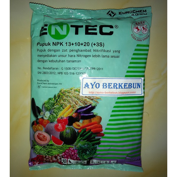 Pupuk NPK ENTEC 13+10+20 (+3S) 1 KG / Pupuk tanaman / pupuk sayuran / pupuk buah / pupuk untuk sayur