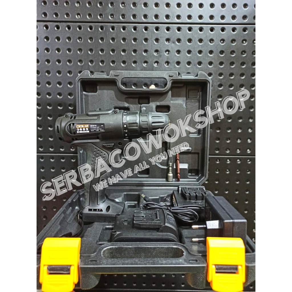 Doliz Mesin Cordless Drill BD 616 10 Mm 1.5 AH 16 Volt + Bonus Termurah Berkualitas