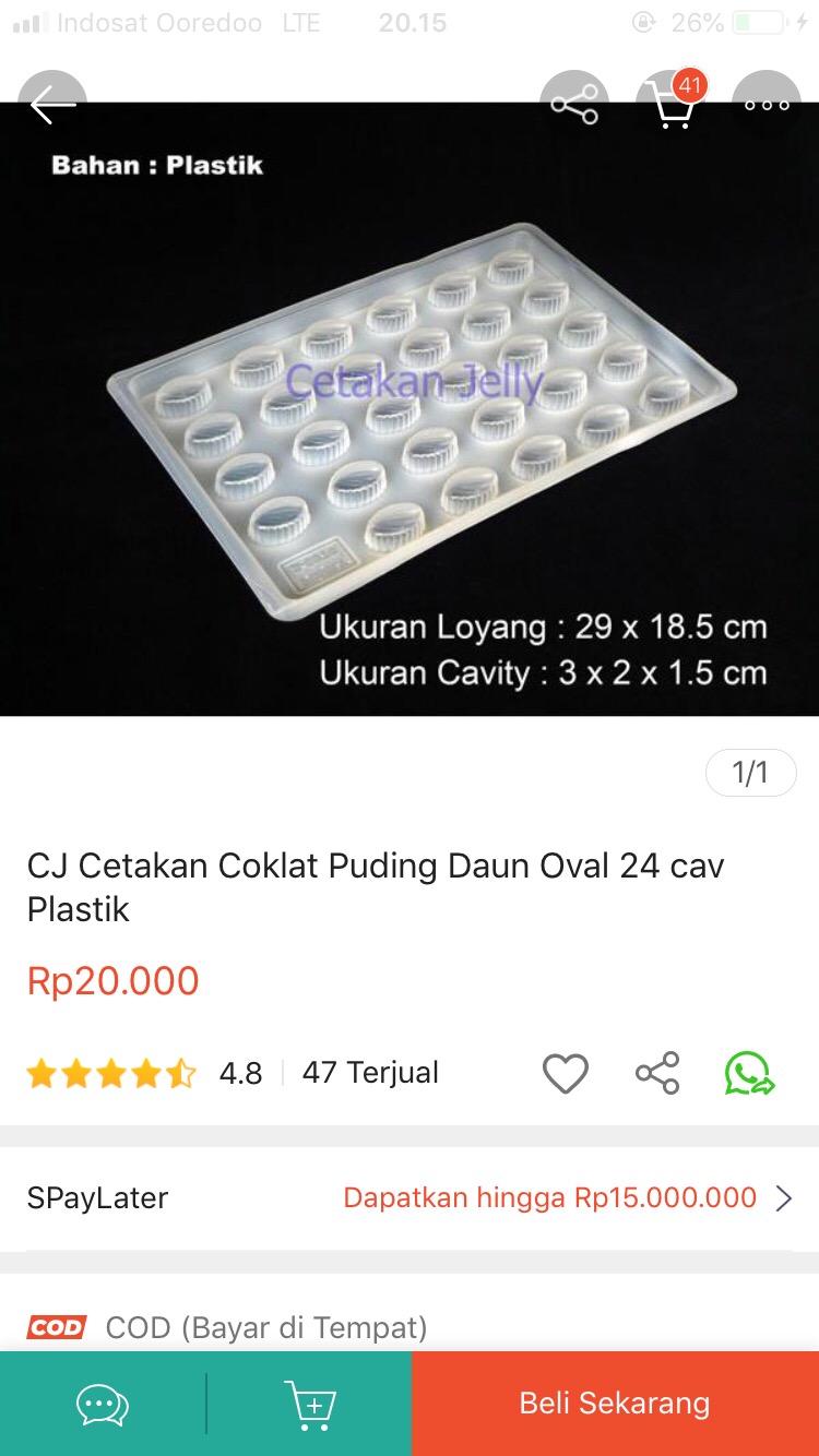 Cj Cetakan Coklat Puding Daun Oval 24 Cav Plastik