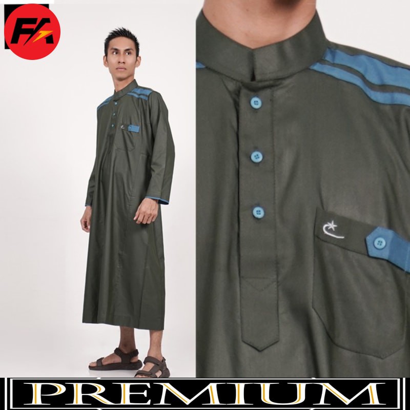 Jubah Cordova Hijau Botol Al-Isra Pakaian Gamis Pria Muslim - Hijau M
