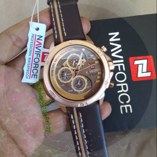 New Naviforce NF 9110 Pria Tali Kulit Original