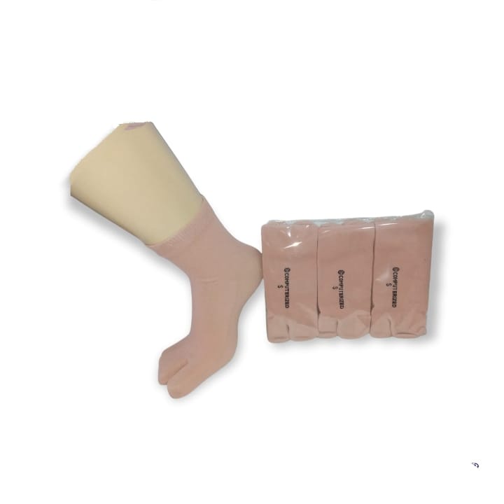 12 PASANG KAOS KAKI JEMPOL PENDEK WARNA CREAM / KAUS KAKI WANITA WARNA KULIT BAHAN NILON SPANDEK LEM