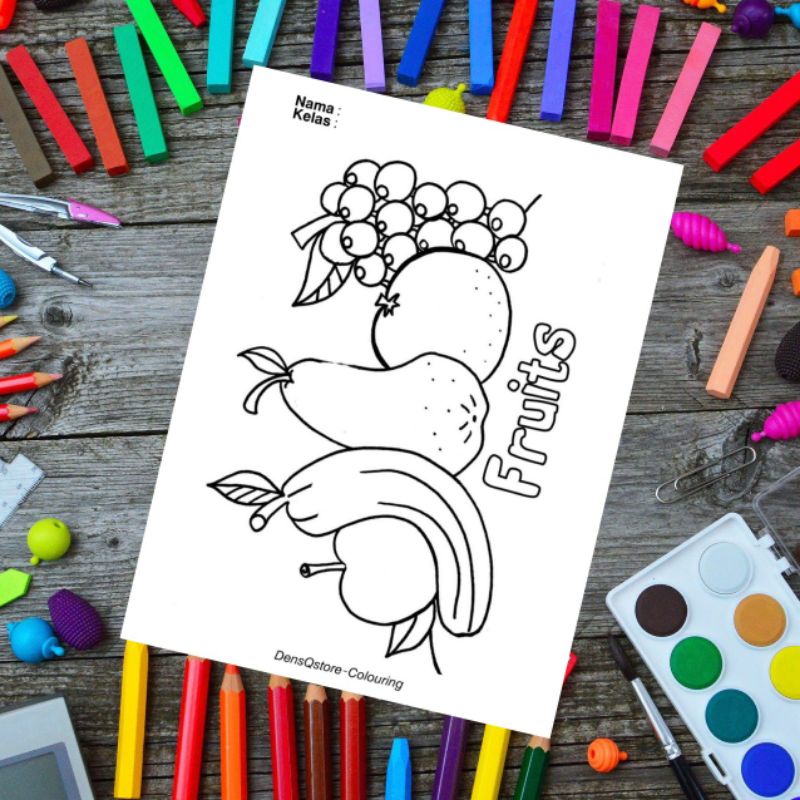 

Kertas Mewarnai Anak Seri Buah-buahan / Fruits / Kertas Gambar (10 Lembar Gambar)