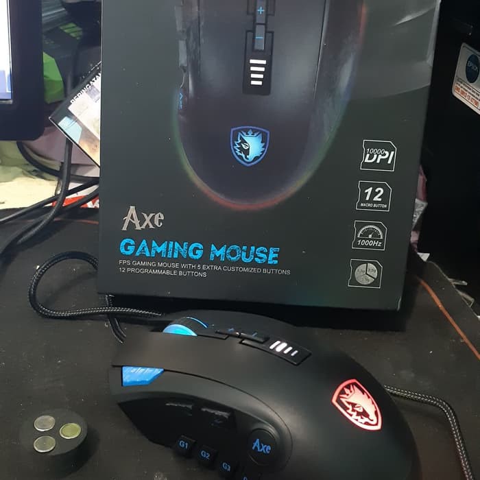 Sades AXE RGB Gaming Macro Mouse With Pemberat