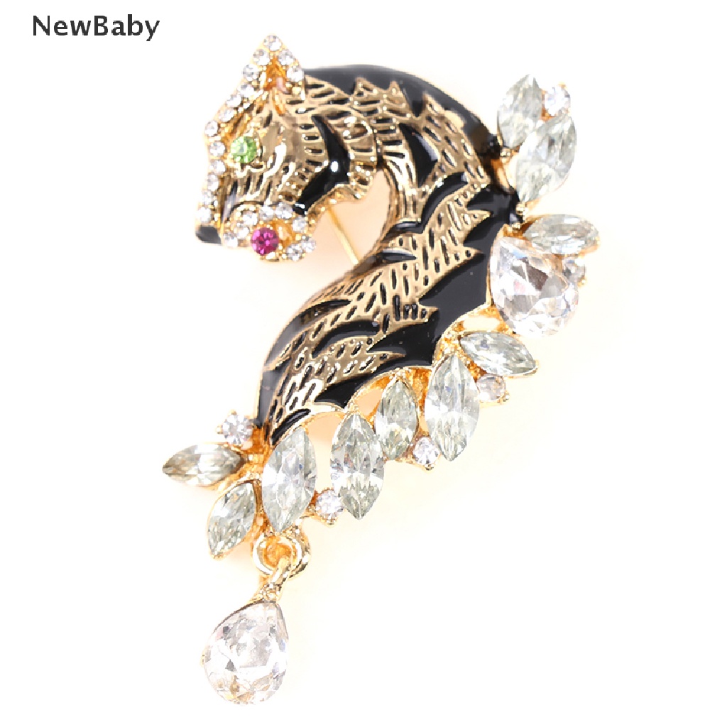 NewBaby Rhinestone Tiger Brooches For Women Beautiful Animal Pins Coat Suit Accessories ID