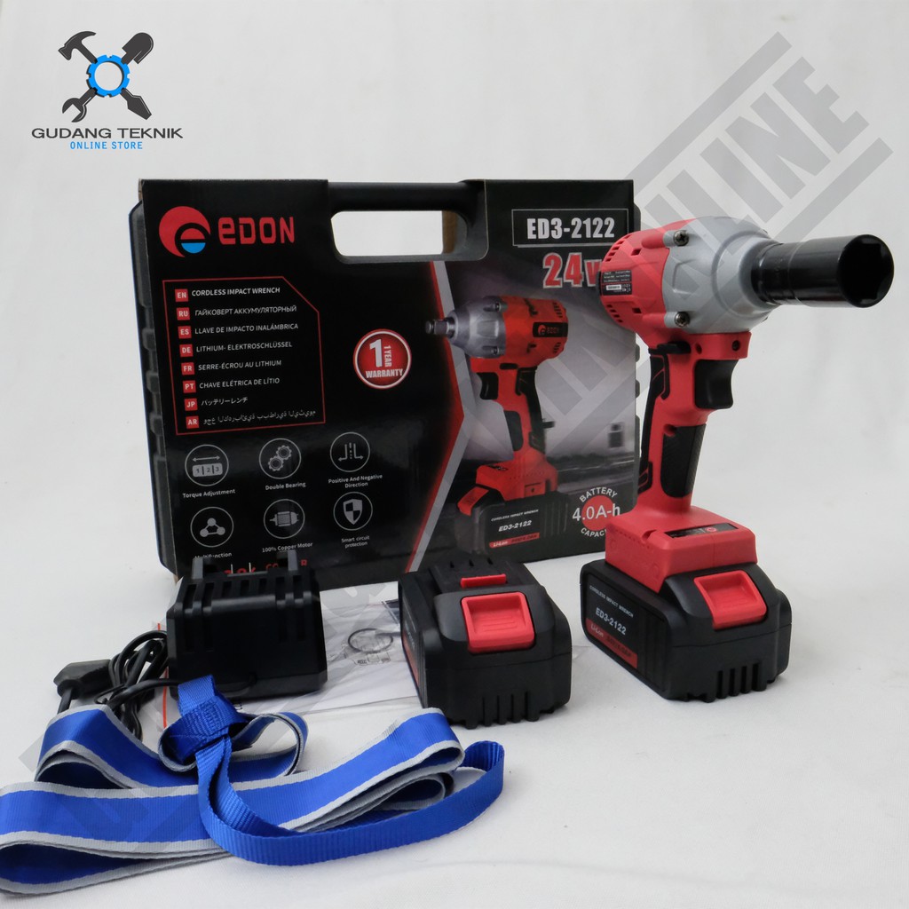 Cordless Impact Wrench Edon 24V ED3-2122 - Impact Baterai Pembuka Baut