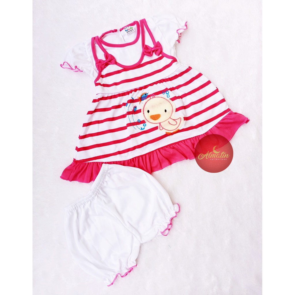 Setelan Baju Bayi Perempuan / Dress Bayi Lucu Usia 3 - 18 Bulan, Murah Berkualitas