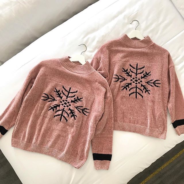 Import HK Snowflake Sweater Baju Musim Dingin Sweater Winter Sweater Winter Blouse Atasan Hangat
