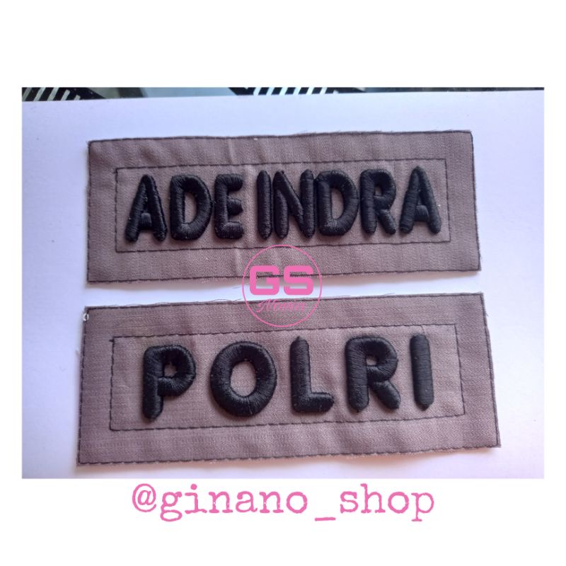 Name Tag POLRI Bordir Timbul/3D