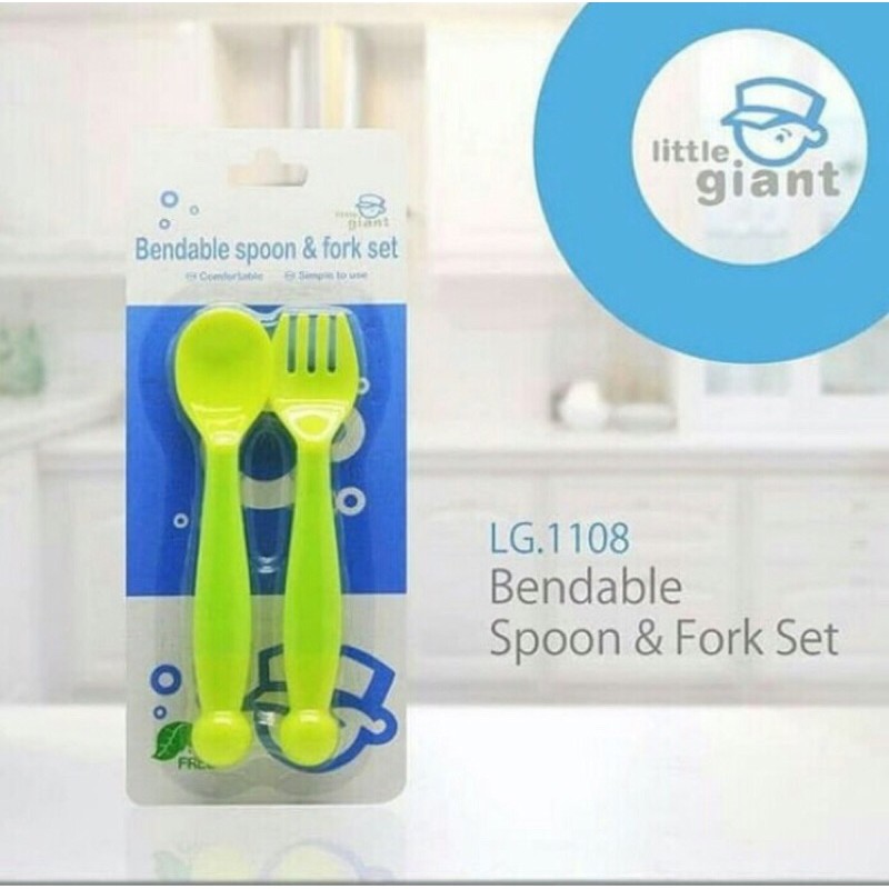 LITTLE GIANT SPOON & FORK SET SENDOK MAKAN BAYI LITTLE GIANT